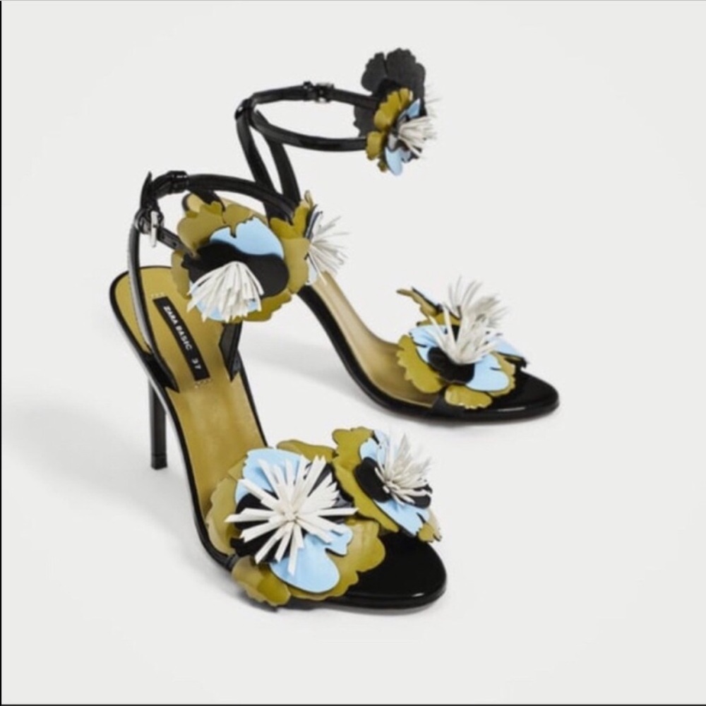 Zara Black Strappy Heels New!
